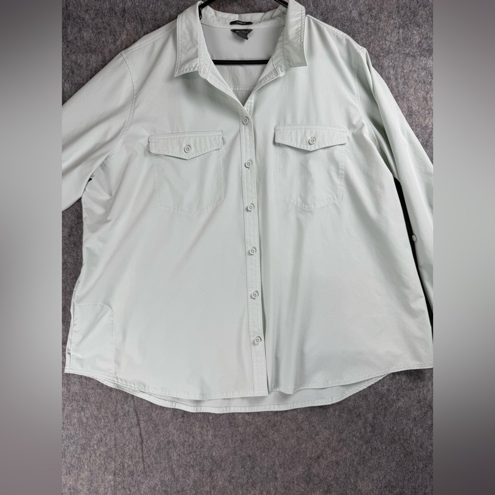 Eddie Bauer Womens XXL Lite Green Classic Fit Long Sleeve Button Down Shirt